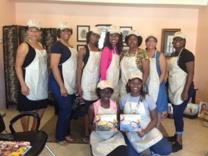 The Healthy Divas show off their awesome aprons & hats at Locs of Luv meet-up.